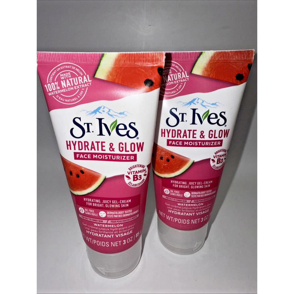 Bundle of 2 St Ives Hydrate & Glow Face Gel Cream Moisturizer Watermelon